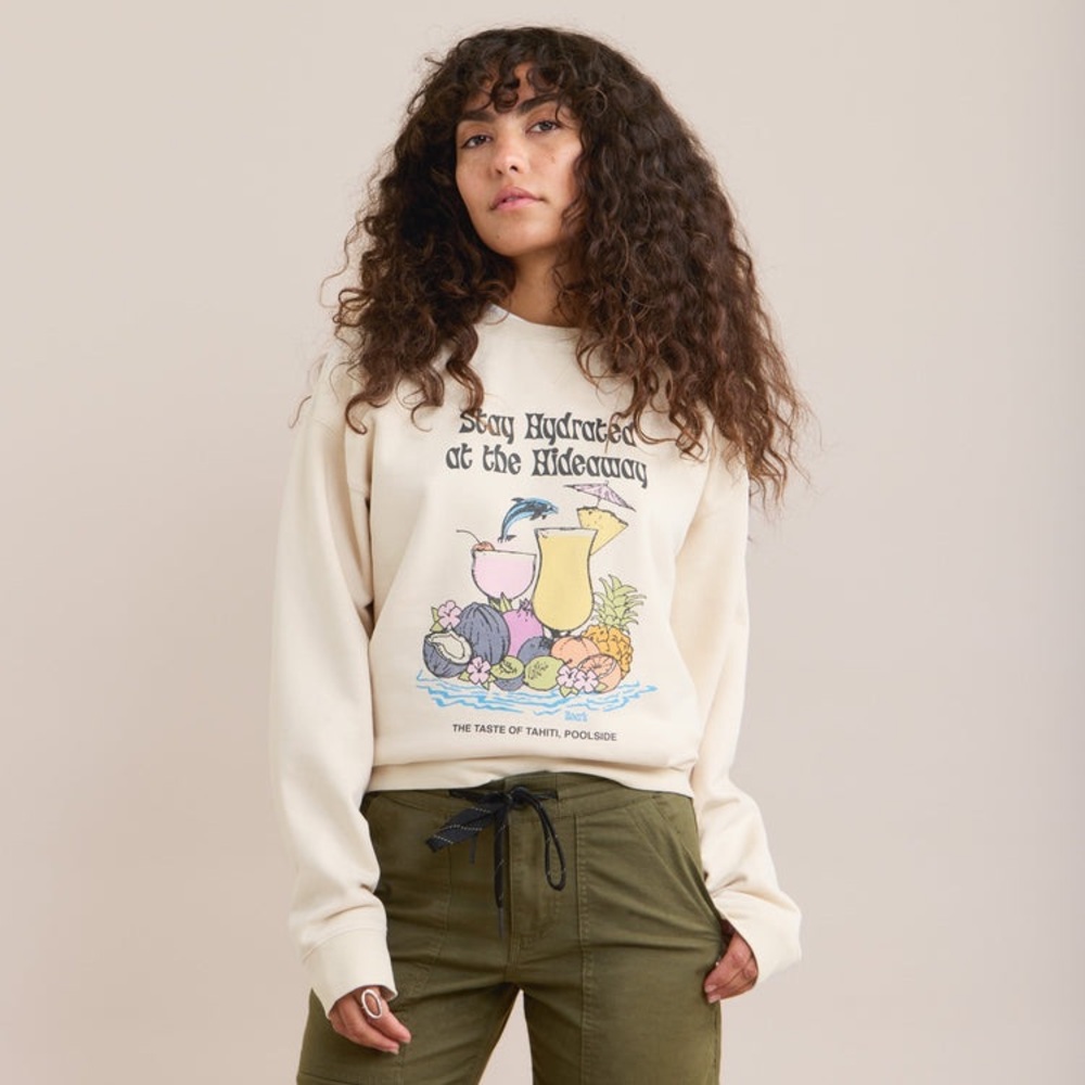 Roark the crew cream sweatshirt graphic stay hydrated at the hideaway